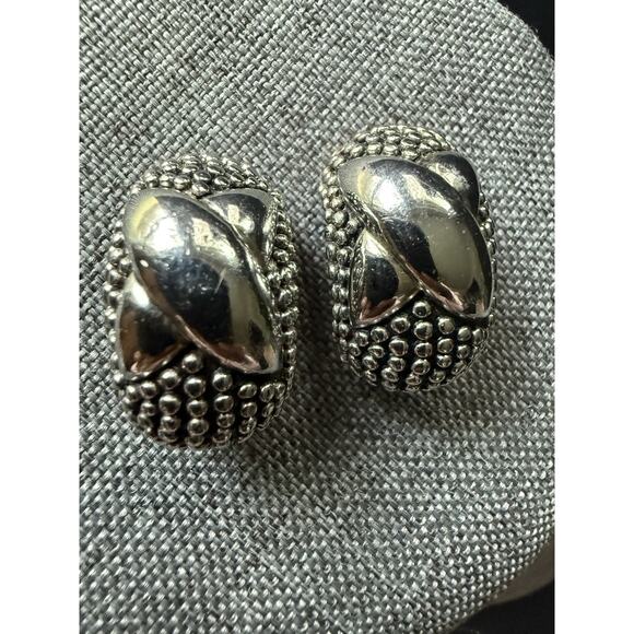 Vintage Clip On Earrings Silver Tone Casual Minimalist Career Modernist - Picture 2 of 4